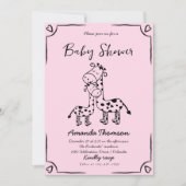 Meisje Giraffe Hand getrokken baby shower Kaart (Voorkant)