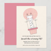 Meisje Giraffe Hete Luchtballon Eerste Verjaardags Kaart (Voorkant / Achterkant)