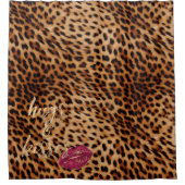 Meisje Glam Leopard Knuffels & Kisses Lippen Douchegordijn (Voorkant)