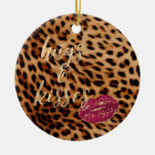 Meisje Glam Leopard Knuffels & Kisses Lippen Keramisch Ornament (Voorkant)