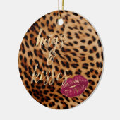 Meisje Glam Leopard Knuffels & Kisses Lippen Keramisch Ornament (Links)