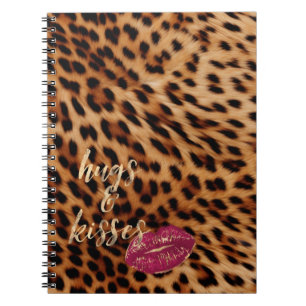 Meisje Glam Leopard Knuffels & Kisses Lippen Notitieboek