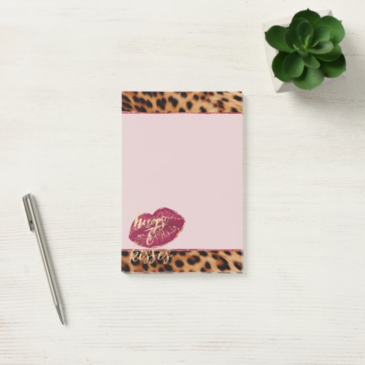 Meisje Glam Leopard Knuffels & Kisses Lippen Post-it® Notes (Kantoor)