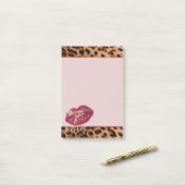 Meisje Glam Leopard Knuffels & Kisses Lippen Post-it® Notes (Op bureau)
