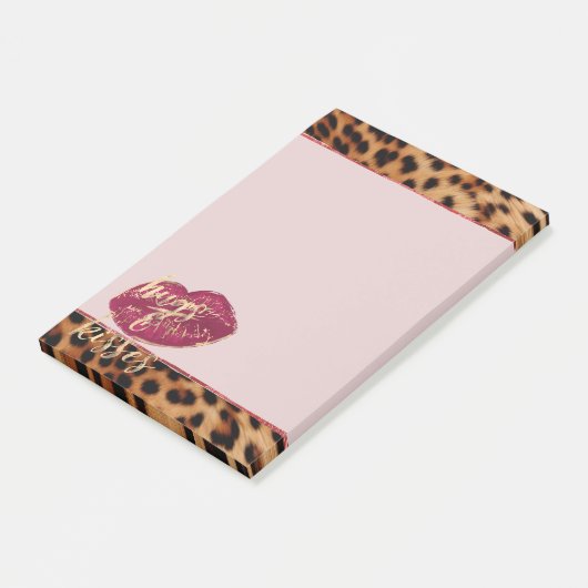 Meisje Glam Leopard Knuffels & Kisses Lippen Post-it® Notes (Schuin)