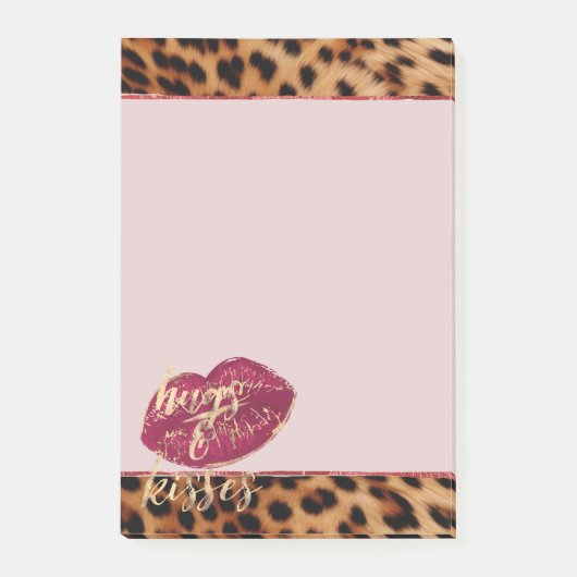 Meisje Glam Leopard Knuffels & Kisses Lippen Post-it® Notes (Voorkant)