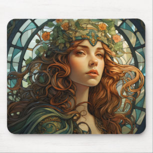 Meisje Glas in lood Art Nouveau Muismat