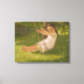 Meisje glimlachen op een zwaai ( kindertijd) canvas afdruk (Voorkant)