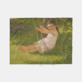 Meisje glimlachen op een zwaai ( kindertijd) fleece deken (Voorkant (Horizontaal))