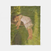 Meisje glimlachen op een zwaai ( kindertijd) fleece deken (Voorkant)