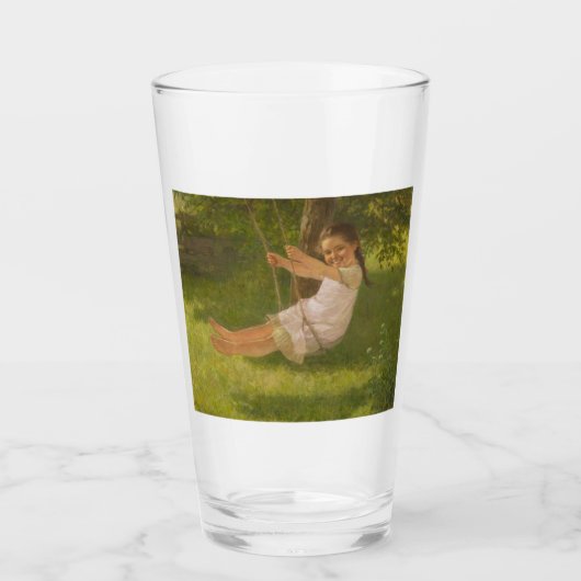 Meisje glimlachen op een zwaai ( kindertijd) glas (Voorkant)