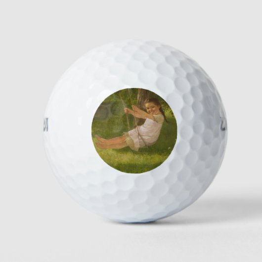 Meisje glimlachen op een zwaai ( kindertijd) golfballen (Voorkant)