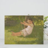 Meisje glimlachen op een zwaai ( kindertijd) kaart (Staand voorkant)