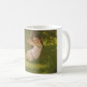 Meisje glimlachen op een zwaai ( kindertijd) koffiemok (Voorkant rechts)