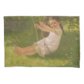 Meisje glimlachen op een zwaai ( kindertijd) kussensloop (Voorkant-Links)