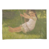 Meisje glimlachen op een zwaai ( kindertijd) kussensloop (Voorkant-Rechts)