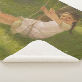 Meisje glimlachen op een zwaai ( kindertijd) sherpa deken (3/4)