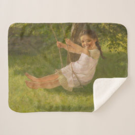 Meisje glimlachen op een zwaai ( kindertijd) sherpa deken