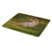 Meisje glimlachen op een zwaai ( kindertijd) snijplank (Hoek)