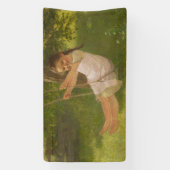 Meisje glimlachen op een zwaai ( kindertijd) spandoek (Verticaal)