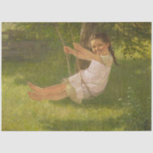 Meisje glimlachen op een zwaai ( kindertijd)