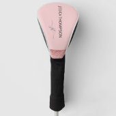 Meisje Glitter Blush Pink Simple Monogram Naam Golfheadcover (Voorkant)