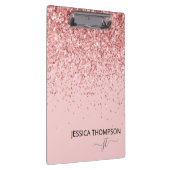 Meisje Glitter Blush Pink Simple Monogram Naam  Klembord (Rechts)