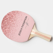 Meisje Glitter Blush Pink Simple Monogram Naam  Tafeltennisbatje (Zijkant)