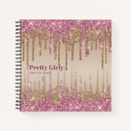  meisje Glitter Glam Sketchbook Notities Notitieboek