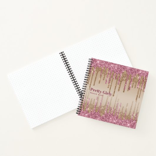  meisje Glitter Glam Sketchbook Notities Notitieboek (Binnen)