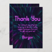 Meisje Glow Party Dank je kaart (Voorkant / Achterkant)