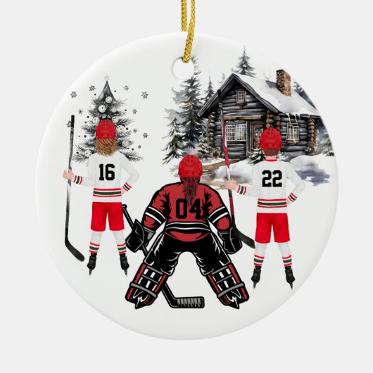 meisje goalie boy en meisje hockey Ornament (Voorkant)