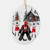 meisje goalie boy en meisje hockey Ornament (Rechts)