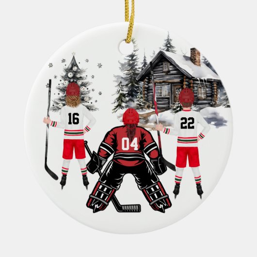 meisje goalie boy en meisje hockey Ornament (Voorkant)