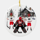 meisje goalie boy en meisje hockey Ornament (Achterkant)