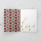 Meisje Gold Pink Floral Leopard Print Love Kaart (Binnen)