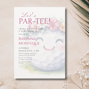 Meisje Golf Bloem Lets Par-Tee Baby Shower Kaart