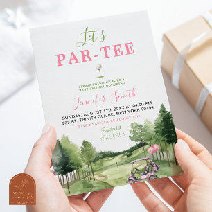 Meisje Golf Roze Baby Shower Par-Tee Uitnodiging