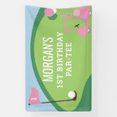 Meisje Golf Verjaardag Par-Tee Groot Banner Bord (Verticaal)