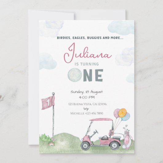 Meisje Golf Verjaardagsuitnodiging Sjabloon Golfba (Voorkant)