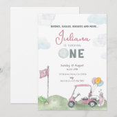 Meisje Golf Verjaardagsuitnodiging Sjabloon Golfba (Voorkant / Achterkant)