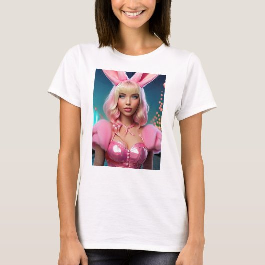 Meisje Grappig Mooie Bunny T-shirt (Voorkant)