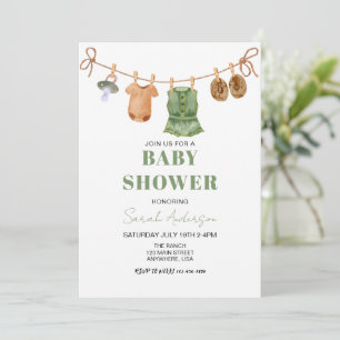 Meisje Groene Boho Babykleding Baby shower Kaart