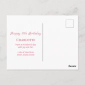 Meisje Grote 12e Verjaardag Roze Bloemen Groen Loo Briefkaart (Achterkant)