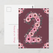 Meisje Grote 2e Verjaardag Roze Bloemen Groen Loof Briefkaart (Voorkant / Achterkant)