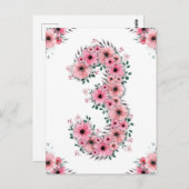 Meisje Grote 3e Verjaardag Roze Bloemen Groen Loof Briefkaart (Voorkant / Achterkant)