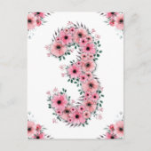 Meisje Grote 3e Verjaardag Roze Bloemen Groen Loof Briefkaart (Voorkant)