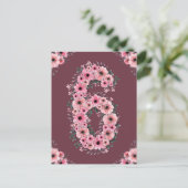 Meisje Grote 6e Verjaardag Roze Bloemen Groen Loof Briefkaart (Staand voorkant)