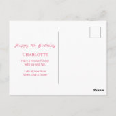 Meisje Grote 7e Verjaardag Roze Bloemen Groen Loof Briefkaart (Achterkant)