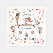Meisje Gymnastiek Cupcake & Ballon Verjaardagsfees Servet (Voorkant)